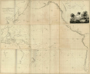Vintage Chart of the Pacific Ocean, 1798