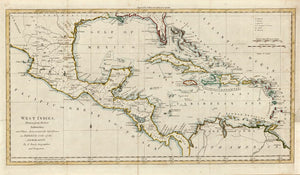 Vintage Map of West Indies (Caribbean), 1785