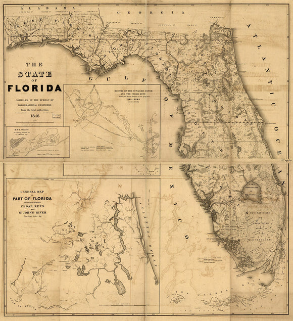 Vintage Map of the State of Florida, 1846