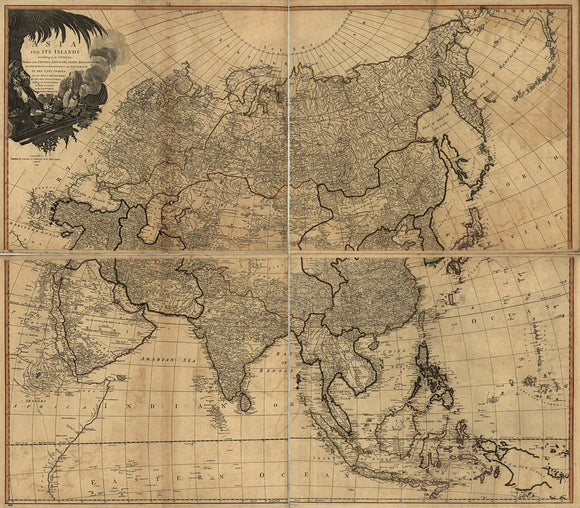 Vintage Map of Asia and its Islands, 1799