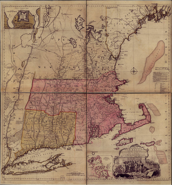 Vintage Map of New England, 1755