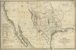 Vintage Map of Texas and the countries adjacent, 1844