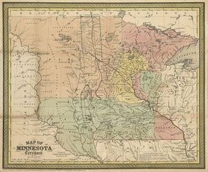Vintage Map of Minnesota, 1852