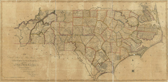 Vintage Map of North Carolina, 1808
