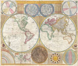 Wall Map of the World in Hemispheres, 1794