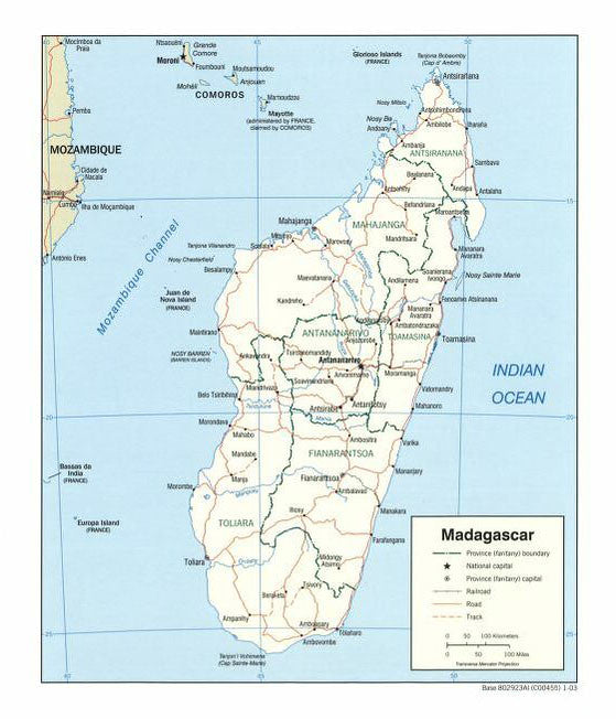 Map of Madagascar Framed Push Pin Map