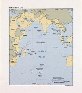 Map of Indian Ocean Area Framed Dry Erase Map
