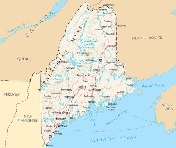 Map of Maine ME - Reference Map