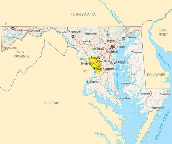Map of Maryland MD - Reference Map
