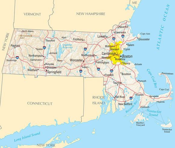 Map of Massachusetts MA - Reference Map