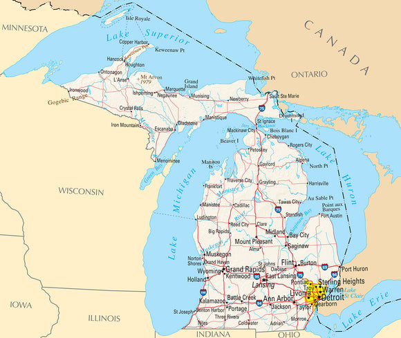 Map of Michigan MI - Reference Map