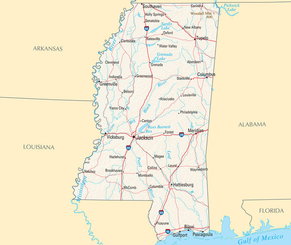 Map of Mississippi MS - Reference Map