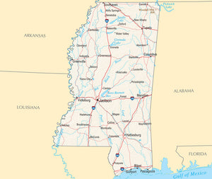 Map of Mississippi MS - Reference Map