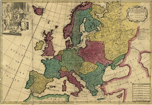 Vintage Map of Europe, 1700