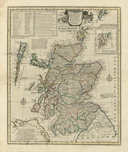 Vintage Map of Scotland, 1752