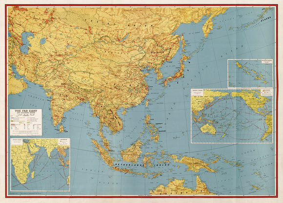 Vintage Map of The Far East and adjoining areas, 1943