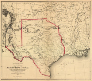 Vintage Map of Texas : being a section of the map of the territory of the U.S. from the Mississippi River to the Pacific Ocean, 1859