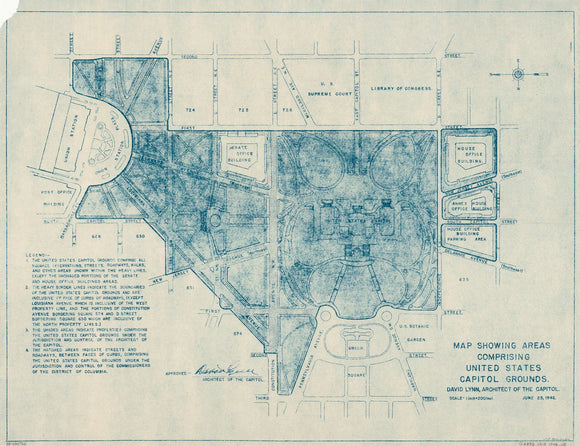 Vintage Map showing areas comprising United States Capitol grounds - Washington, D.C., 1946