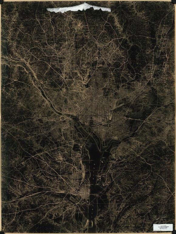 Vintage Map of Photographic negative transparency of U.S. Geological Survey topographic map of the District of Columbia and adjacent suburban areas, 1915