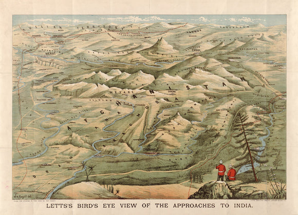 Vintage Map of Bird's Eye View of the Approaches to India, 1900
