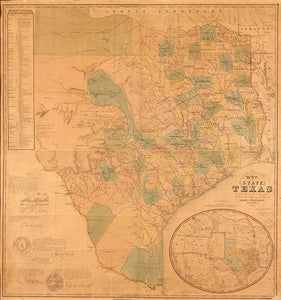 Vintage Map of the State of Texas, 1853