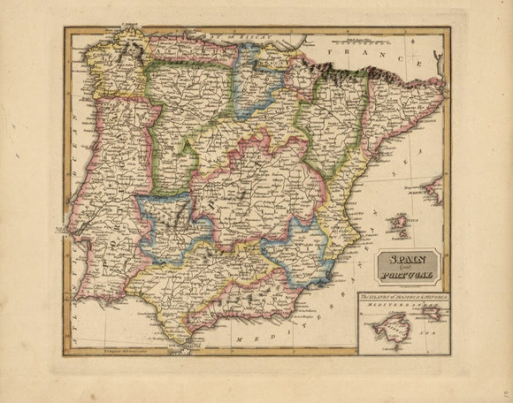 Vintage Map of Spain, 1817