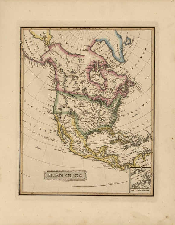 Vintage Map of North America, 1817