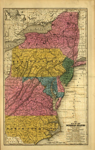 Vintage Map of Middle States, 1839