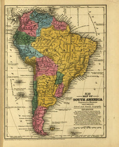 Vintage Map of South America, 1839