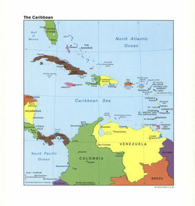Map of The Caribbean Framed Push Pin Map