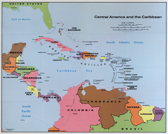 Map of Central America and the Caribbean Framed Dry Erase Map