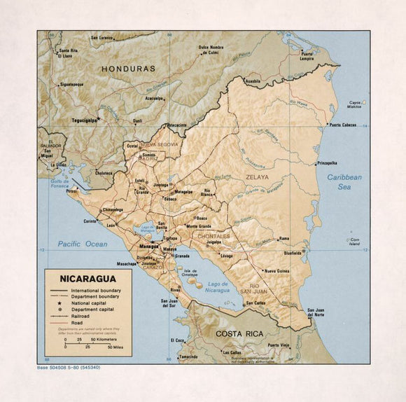 Map of Nicaragua Framed Dry Erase Map