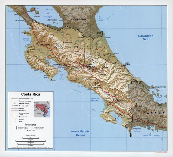 Map of Costa Rica Framed Push Pin Map