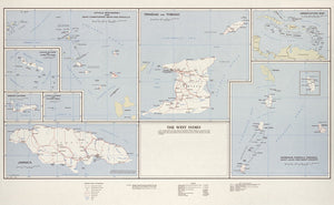 Map of the West Indies Framed Dry Erase Map