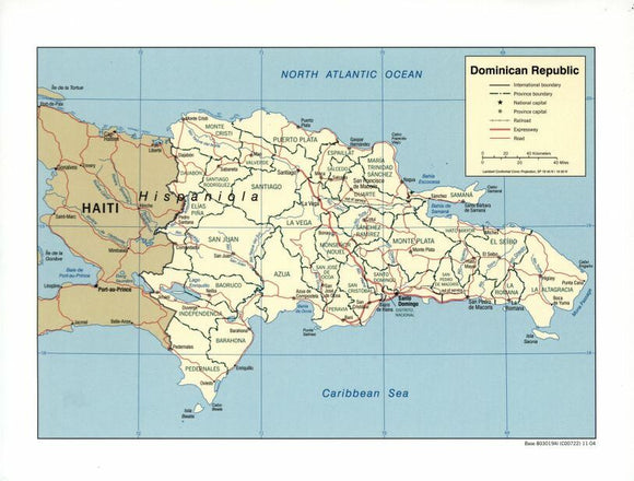 Map of Dominican Republic Framed Dry Erase Map