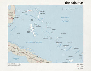 Map of The Bahamas Framed Dry Erase Map