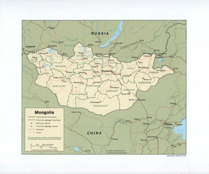 Map of Mongolia Framed Dry Erase Map