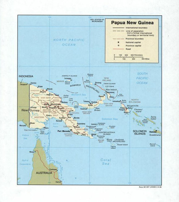 Map of Papua New Guinea Framed Push Pin Map