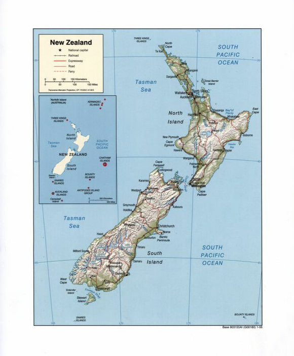 Map of New Zealand Framed Dry Erase Map
