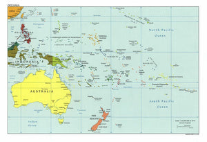 Map of Oceania Framed Dry Erase Map