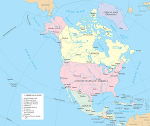 Map of General Reference Map of North America 