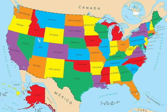 Map of States (in bright colors) 