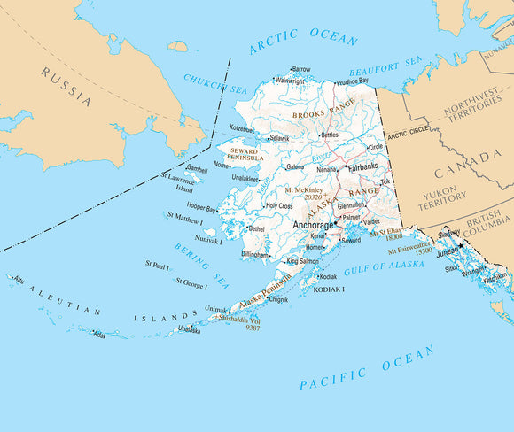 Map of Alaska AK - Reference Map Framed Push Pin Map