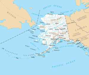 Map of Alaska AK - Reference Map Framed Dry Erase Map