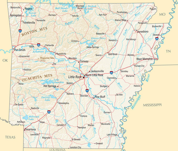 Map of Arkansas AR - Reference Map