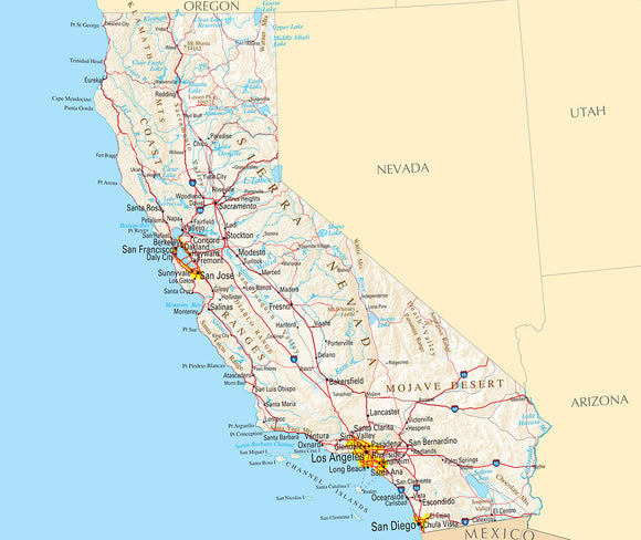 Map of California CA - Reference Map