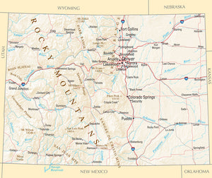 Map of Colorado CO - Reference Map Framed Dry Erase Map