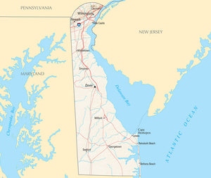 Map of Delaware DE - Reference Map Framed Push Pin Map