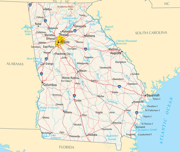 Map of Georgia GA - Reference Map