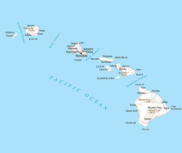 Map of Hawaii HI - Reference Map Framed Push Pin Map